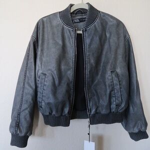 ZARA Faux Leather Bomber Jacket